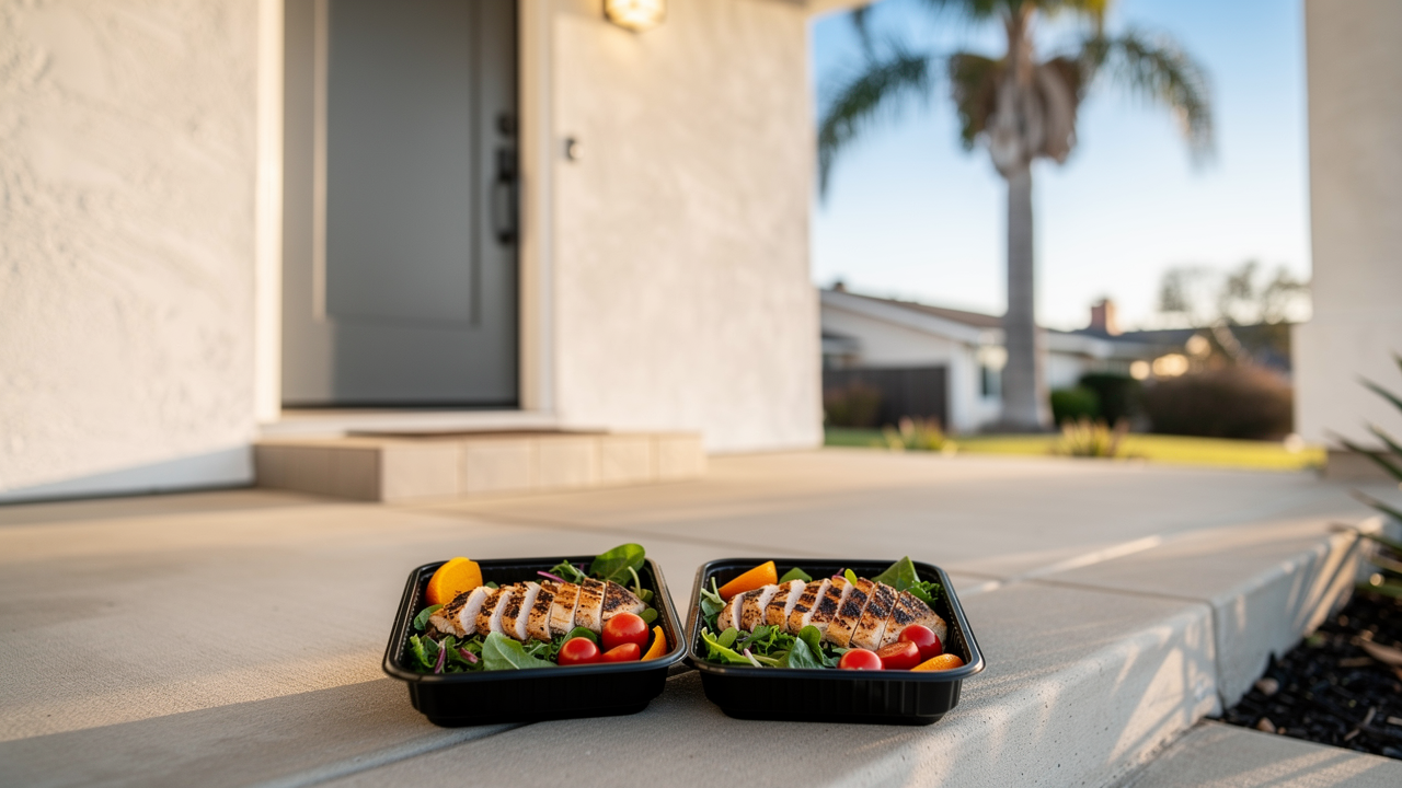 chula-vista-meal-prep-delivery-hero Meal prep delivery containers ready for a Chula Vista doorstep drop-off